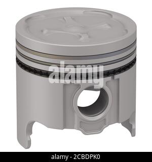Der Kolben des Verbrennungsmotors. 3D-Illustration. Isoliert Stockfoto