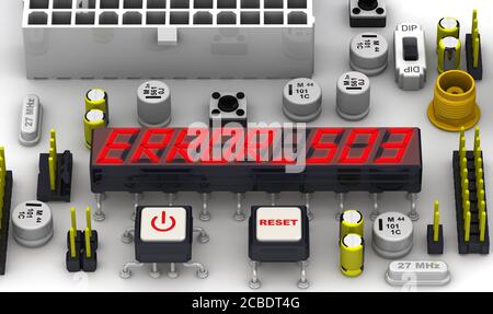 Rote FEHLERMELDUNG 503 (Dienst nicht verfügbar) Auf dem Display der elektronischen Leiterplatte Stockfoto