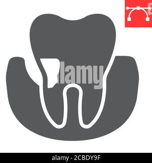Parodontitis Glyph Symbol, Zahn und Stomatolgie, Parodontalzahn Zeichen Vektorgrafik, editierbare Schlaganfall solide Symbol, eps 10. Stock Vektor