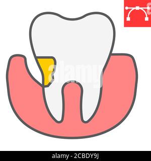 Parodontitis Farblinie Symbol, Zahn und Stomatolgie, Parodontalzahn Zeichen Vektorgrafik, editierbare Kontur gefüllt Kontur Symbol, eps 10. Stock Vektor