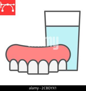 Prothesenfarbe Linie Symbol, Zahn-und Stomatolgie, Prothesen Zeichen Vektorgrafik, editierbare Kontur gefüllt Umriss Symbol, eps 10. Stock Vektor