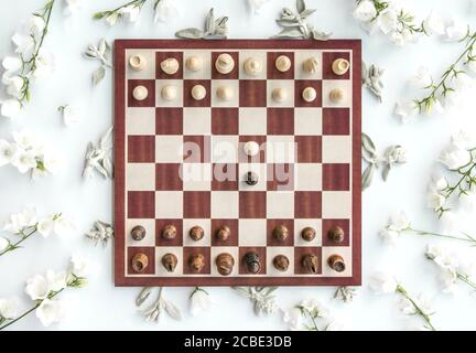 Chess Opening Position, Queen's Gambit, akzeptieren, Schach lernen, Schachtheorie Stockfoto