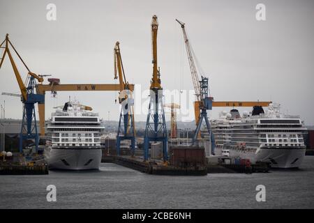 viking Kreuzfahrten redundante Kreuzfahrtschiffe in belfast während Coronavirus anliegeten Ausbruch im vereinigten königreich Stockfoto