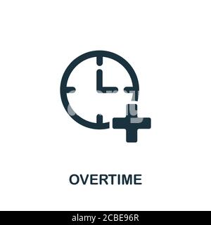 Symbol für Überstunden. Einfaches Element aus Zeitmanagement-Sammlung. Kreative Überstunden Symbol für Web-Design, Vorlagen, Infografiken und vieles mehr Stock Vektor