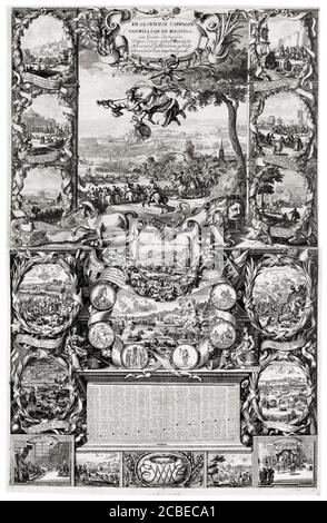 Militärschlachten und Siege von König Wilhelm III von Orange (1650-1702) in Irland, 1690, Infografik des 17. Jahrhunderts von Daniel de Lafeuille, 1690-1691 Stockfoto