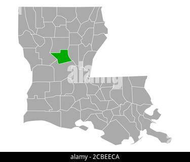 Karte von Grant in Louisiana Stockfoto