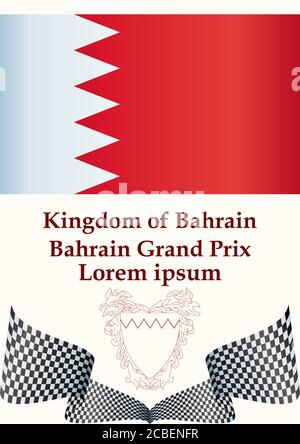 Großer Preis Von Bahrain, Bahrain International Circuit. Vorlage für Award Design, ein offizielles Dokument mit der Flagge von Bahrain. Stock Vektor