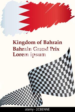 Großer Preis Von Bahrain, Bahrain International Circuit. Vorlage für Award Design, ein offizielles Dokument mit der Flagge von Bahrain. Stock Vektor