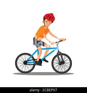 Flaches Design der Cartoon-Charakter des Menschen ist Fahrrad fahren, Vektor Abbildung Stock Vektor