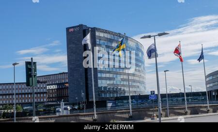 Clarion Hotel am Flughafen Stockholm Arlanda. Wunderschöne, moderne Gebäude Stockfoto