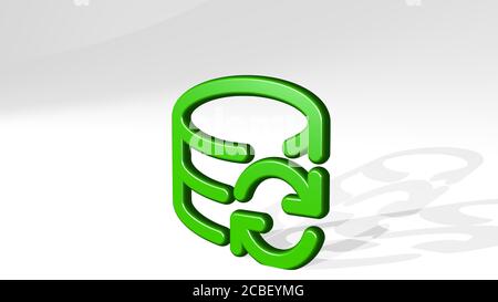 Datenbank Sync 3D Symbol Casting Schatten - 3D-Illustration für Konzept und Geschäft Stockfoto
