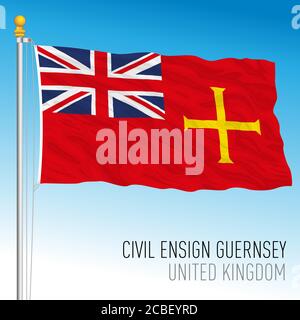 Zivilflagge von Guernsey, Vereinigtes Königreich, Vektorgrafik Stock Vektor