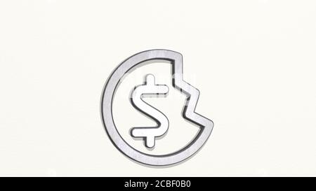 CURRENCY DOLLAR BREAK 3D-Symbol an der Wand - 3D Illustration für Geschäft und Hintergrund Stockfoto