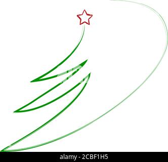 Abstrakter weihnachtsbaum, Weihnachtsdekoration, isoliert auf Weiß, Linienkunstvektor Stock Vektor