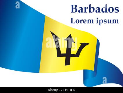 Flagge von Barbados, Barbados. Vorlage für Award Design, ein offizielles Dokument mit der Flagge von Barbados. Helle, farbenfrohe Vektorgrafik. Stock Vektor