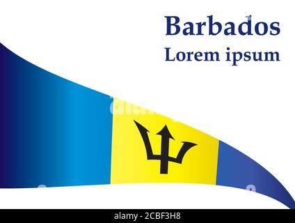 Flagge von Barbados, Barbados. Vorlage für Award Design, ein offizielles Dokument mit der Flagge von Barbados. Helle, farbenfrohe Vektorgrafik. Stock Vektor