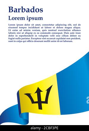 Flagge von Barbados, Barbados. Vorlage für Award Design, ein offizielles Dokument mit der Flagge von Barbados. Helle, farbenfrohe Vektorgrafik. Stock Vektor