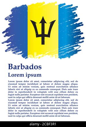 Flagge von Barbados, Barbados. Vorlage für Award Design, ein offizielles Dokument mit der Flagge von Barbados. Helle, farbenfrohe Vektorgrafik. Stock Vektor
