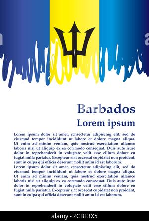 Flagge von Barbados, Barbados. Vorlage für Award Design, ein offizielles Dokument mit der Flagge von Barbados. Helle, farbenfrohe Vektorgrafik. Stock Vektor