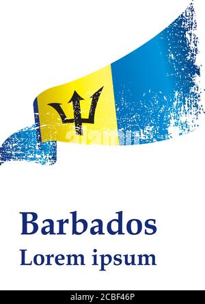 Flagge von Barbados, Barbados. Vorlage für Award Design, ein offizielles Dokument mit der Flagge von Barbados. Helle, farbenfrohe Vektorgrafik. Stock Vektor