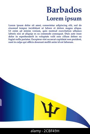 Flagge von Barbados, Barbados. Vorlage für Award Design, ein offizielles Dokument mit der Flagge von Barbados. Helle, farbenfrohe Vektorgrafik. Stock Vektor