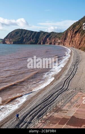 Kieselstrand auf der Westseite von Sidmouth, eine beliebte Ruhestandstadt im Südosten von Devon Stockfoto