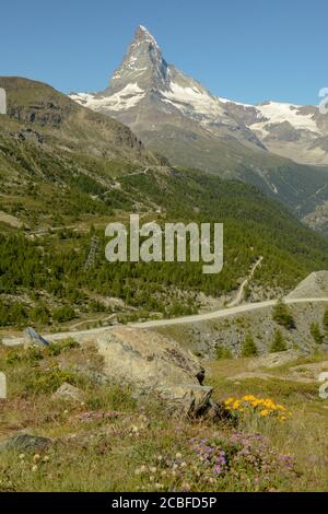 Landschaft mit Matterhorn über Zermatt auf den Schweizer alpen Stockfoto