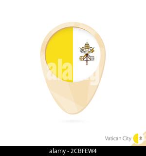 Kartenzeiger mit Flagge der Vatikanstadt. Orangefarbenes Symbol für abstrakte Karten. Vektorgrafik. Stock Vektor