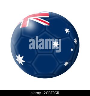 Australien Fußball Fußball 3D-Illustration isoliert auf weiß mit Beschneidungspfad Stockfoto