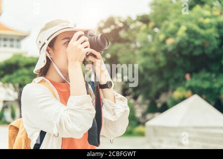 Tourist reisen und ein Foto im Freien mit Platz für Text Stockfoto