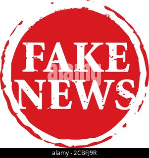 Roter Gummistempel und Text Fake News. Vektorgrafiken und Banner. Stock Vektor