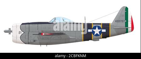 Republik P-47D-30-RA (44-33737) des mexikanischen 201st Fighter Squadron, Philippinen, Sommer 1945 Stockfoto