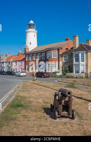 St James Green Southwold, Blick im Sommer auf St James Green im Zentrum des Suffolk Resort Stadt Southwold, England, Großbritannien Stockfoto