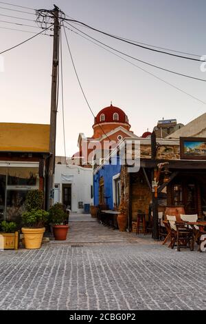 Straße von Agia Marina Dorf auf Leros Insel in Griechenland Stockfoto