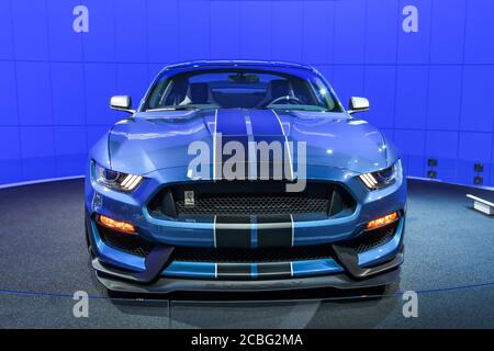 Ford Ausstellung Ford GT350R Mustang auf der 2015 New York Internationale Autoshow während des Pressetag Stockfoto