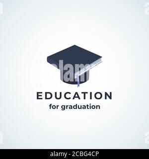 Ausbildung für den Abschluss Absstract Vektor-Zeichen, Symbol oder Logo-Vorlage. Buch Incorporated in Graduate Student hat Emblem mit moderner Typografie. Stock Vektor