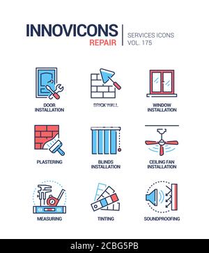 Reparaturdienste - Linie Design Stil Symbole gesetzt Stock Vektor