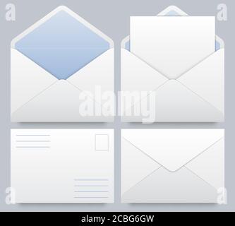 Realistische Postumschläge Mockup. Nachricht: Post Stock Vektor