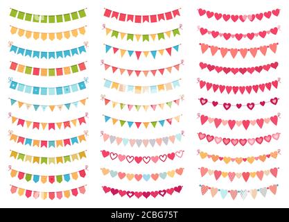 Bunting Flags Kollektion für Dekoration Party, Feier Geburtstag Stock Vektor