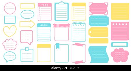 Planner Aufkleber und Rahmen gesetzt. Sticker-Planer-Vorlage Stock Vektor