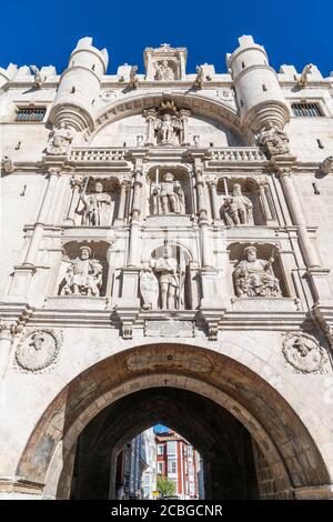 Arco de Santa Maria mittelalterliches Tor, Burgos, Kastilien und Leon, Spanien Stockfoto