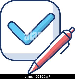 RGB-Farbsymbol für Übersichtsüberprüfung Stock Vektor