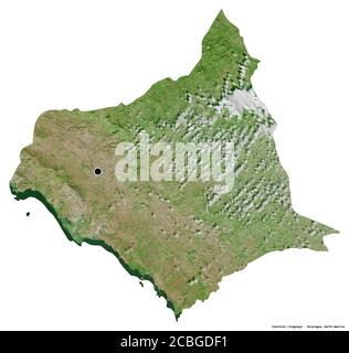 Form von Chontales, Abteilung von Nicaragua, mit seiner Hauptstadt isoliert auf weißem Hintergrund. Satellitenbilder. 3D-Rendering Stockfoto