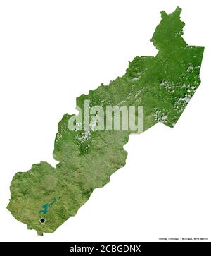 Form von Jinotega, Abteilung von Nicaragua, mit seiner Hauptstadt isoliert auf weißem Hintergrund. Satellitenbilder. 3D-Rendering Stockfoto