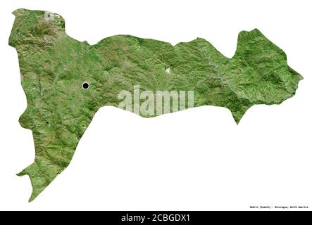 Form von Madriz, Abteilung von Nicaragua, mit seiner Hauptstadt isoliert auf weißem Hintergrund. Satellitenbilder. 3D-Rendering Stockfoto