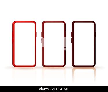 Smartphone-Farbset-Kollektion, mobiler Bildschirm, weißer Hintergrund. Vektorgrafik Stock Vektor