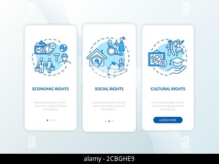 Menschenrechtsgruppen Onboarding mobile App Seite Bildschirm mit Konzepten Stock Vektor