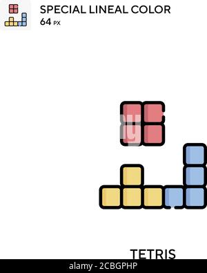 Tetris spezielles lineales Farbvektorsymbol. Tetris-Symbole für Ihr Geschäftsprojekt Stock Vektor