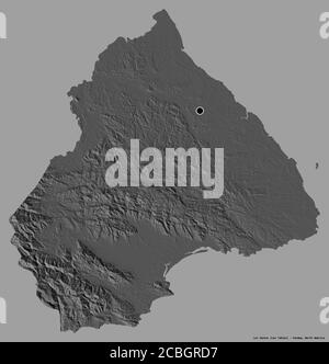 Form von Los Santos, Provinz Panama, mit seiner Hauptstadt isoliert auf einem einfarbigen Hintergrund. Höhenkarte mit zwei Ebenen. 3D-Rendering Stockfoto