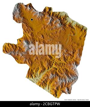 Form der östlichen Highlands, Provinz Papua-Neuguinea, mit seiner Hauptstadt isoliert auf weißem Hintergrund. Topografische Reliefkarte. 3D-Rendering Stockfoto